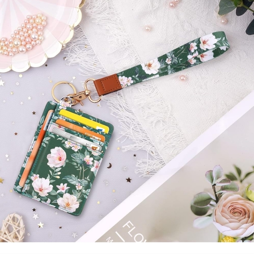 Floral Card Holder with Wrist Strap